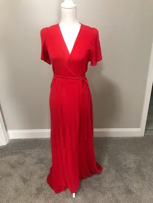 Lulus Much Obliged Red Wrap Maxi dress thumbnail 6