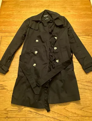 Spiegel Women’s Black Trench Coat Double Breasted Belted Lined Mid-Length 8 thumbnail 1