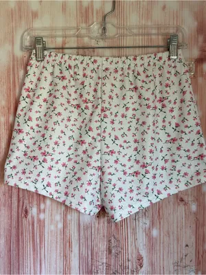 Cha Cha White Daphne Pink Ditsy Floral Print Stretch Lounge Shorts Size M thumbnail 6