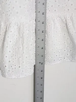 LOFT White Eyelet Ruffle Trim Pull-On Mini Skirt Size Large thumbnail 6