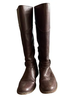 Frye 4001 Brown Leather Tall Riding Boots Women’s 7 B Side Zip Buckle thumbnail 3