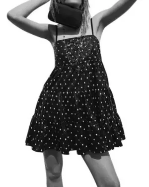 ZARA Polka Dot Sequined Babydoll Dress Size XS NWT thumbnail 1