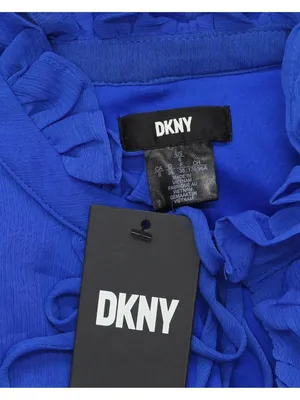DKNY Womens Ruffled Above Knee Sheath Dress DD1JI167 Blue 6 thumbnail 3