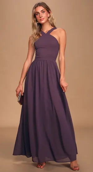 NWOT Lulus Air of Romance Dusty Purple Maxi Dress thumbnail 1