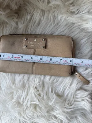 Kate Spade Beige Leather Zip-Around Wallet thumbnail 8