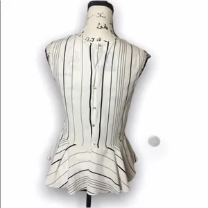 Zara White Striped Peplum Sleeveless Blouse | Size S thumbnail 3