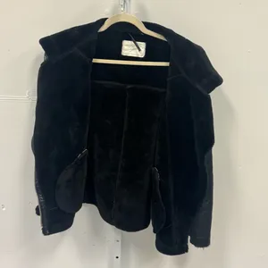Zara‎ Blogger Favorite Faux Fur Oversized Moto Style Jacket Bomber Small Black thumbnail 4