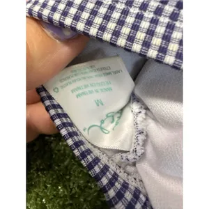 Kona Sol High Waisted Bikini Set Swimsuit Blue White Gingham Plaid Tie Detail M thumbnail 4