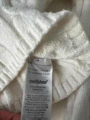 EDIKTED Cropped Cable Knit Ivory Stripe Contrast Sweater Preppy Academia Small thumbnail 6