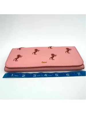 Rare Chloé Pink Horse Embroidered Leather Wallet Equestrian thumbnail 12
