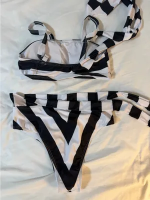 Black and White High Waist Bikini Set thumbnail 4