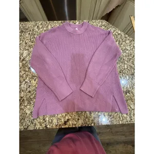 Lululemon Merino Wool Blend Crewneck Ribbed Sweater Velvet Dust Purple Size 10 thumbnail 2
