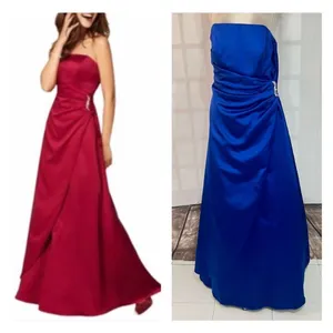 David's Bridal Royal Blue Strapless Side Ruched Bridesmaid Gown Dress Size 10 thumbnail 2