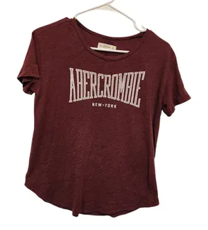 Abercrombie & Fitch Maroon Short Sleeve Spellout Collegiate Tee Shirt Size Small thumbnail 1