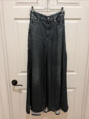 Elan Jessa Black Faux Denim Acid Wash Look Tencel Maxi Skirt Medium Gray Boho thumbnail 4