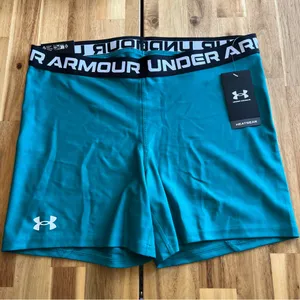 Under Armour Women’s HeatGear Compression Shorts Teal XL thumbnail 1