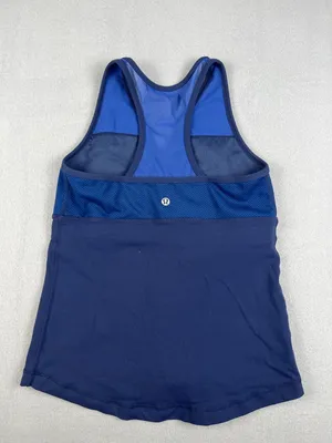 Lululemon Deep V Tank with built in bra (Navy/cobalt blue) Size: 10 thumbnail 2