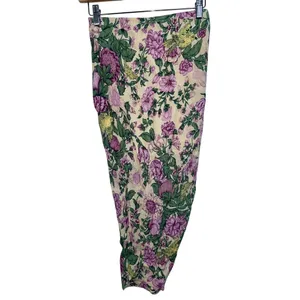 Abercrombie & Fitch Cream Green Floral Ruffle Wrap Long Midi Skirt Women Size XS thumbnail 5