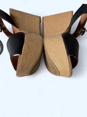 Tommy Hilfiger Black Wedge Sandals with Natural Platform thumbnail 6