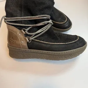 OTBT‎ Womens Black Slope Faux Shearling Lined Winter Boots Mid Calf Wrap Lace thumbnail 6