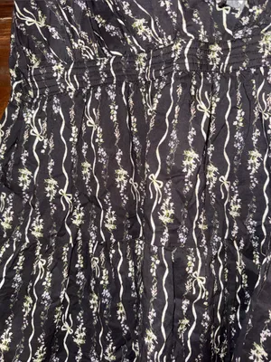 Entro Black Bow & Floral Ruffle-Trim Short Dress, Puff Sleeves with Pockets thumbnail 2
