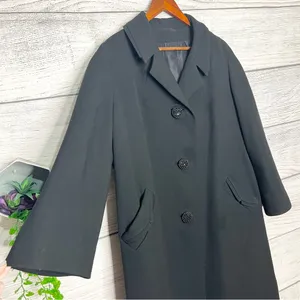 Vintage Black Wool Blend Winter Overcoat with Jeweled Buttons Size XL thumbnail 6