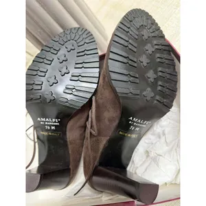 Amalfi by Rangoni Brown Italian Suede Lace Up Ankle Peep Toe Boot Size 7.5 thumbnail 4