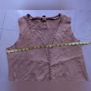 Vest Gipsy brown suede sleeveless, V-neck fringe top women’s‎ XXL stretch light thumbnail 3