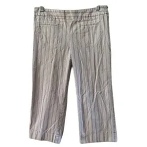 Ann Taylor‎ LOFT Petite Striped Cropped Pants Size 10P Women's Lavender White thumbnail 2