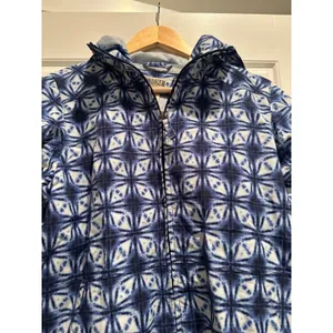 Duluth‎ Trading Co Women's Blue Geometric Hooded Grabreaker Rain Jacket Size XS thumbnail 4