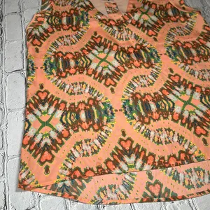 Collective Concepts Multicolor Watercolor Coral sleeveless Blouse size Large thumbnail 11