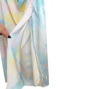 Zara Tie Dye Slip Midi Dress Tie Neck Multicolor Midi Dress Extra Small XS thumbnail 12