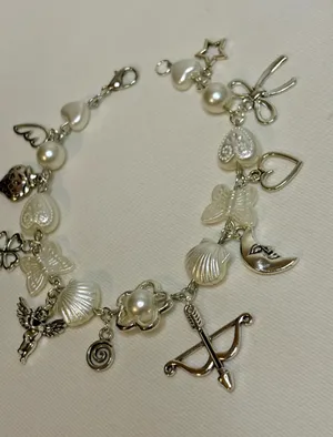 Handmade Silver Pearl Charm Bracelet thumbnail 3