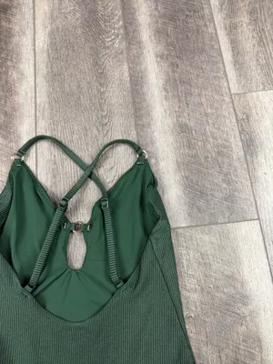 Aerie Olive Ribbed One Piece Swimsuit thumbnail 8