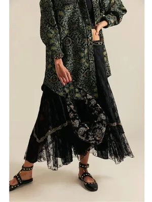 Free People Bohemian Witchy Nashville Nights Beaded Velvet Bag Black NWT Evening thumbnail 4