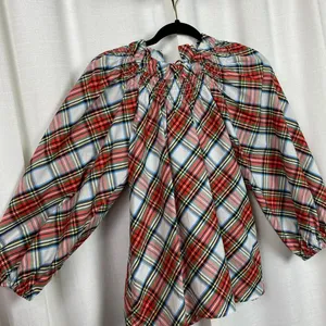 J.Crew Tartan Plaid Smocked Neck Popover Blouse Sz.XS thumbnail 7