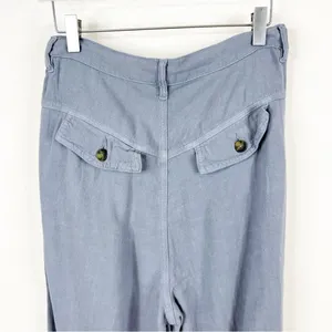 NWT Free People Faded Love Linen Blend High‎ Waist Pants Women's Size 27 Blue thumbnail 5