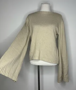 Tobi- Cream Knit Sweater with Wide Sleeves thumbnail 1