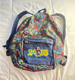 Walt Disney World 2015 Mickey Mouse Backpack Blue Multicolor Disney Parks thumbnail 1