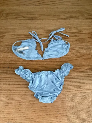 Light Blue Eyelet Ruffle Bikini Set - Women thumbnail 2