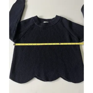 Aritzia Wilfred Sardou 100% Merino Wool Cropped Navy Sweater Small thumbnail 7