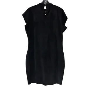 Ashley Stewart Mini Dress Black Faux Suede Corset Front SZ 18/20 Gothic Grunge thumbnail 6