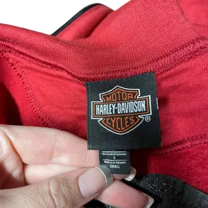 Harley Davidson Logo Embroidered Zip-Up Sweatshirt Jacket Red Black Size‎ Small thumbnail 8