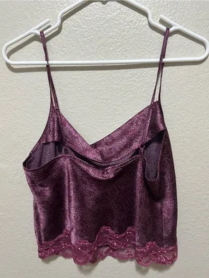 Victoria’s Secret Satin Pajama Set Purple Leopard Print Lace Trim Size Medium thumbnail 3