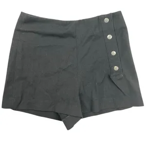 Zara Black High-Waisted Twill Snap Metal Buttons Stretch Casual Travel Shorts XS thumbnail 1