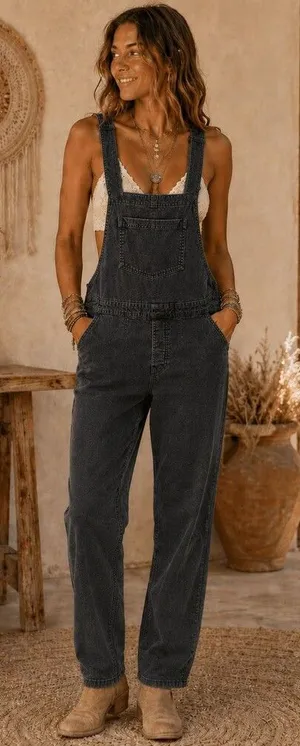 Aerie Womens Werk and Play Overalls Medium Grey Corduroy Stretch Raw Hem Hipster thumbnail 1
