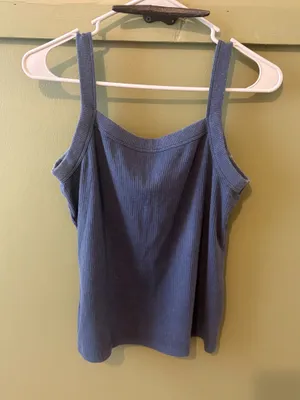 American Eagle Outfitters Navy Ribbed Square Neck Tank thumbnail 2