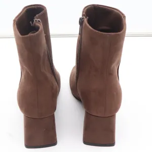 Old Navy Mod Bootie Brown Faux Suede Square Toe Block Heel Ankle Boots 8 thumbnail 4