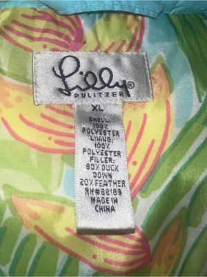 Lilly Pulitzer Puffer Vest Sz XLTeal Blue Down Filled Full Zip Snap Pockets thumbnail 6