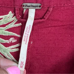 Free People Maroon Malibu Tropical Print Shorts Romper Size Medium w/pockets thumbnail 11
